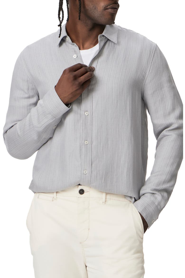 Peters Stripe Linen Blend Button-Up Shirt, Main, color, MOONLIT GREY