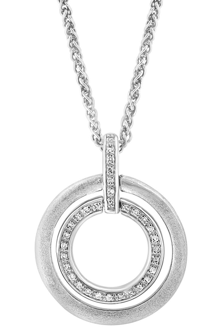 Sterling Silver Diamond Pavé Pendant Necklace - 0.10ct, Alternate, color, SILVER