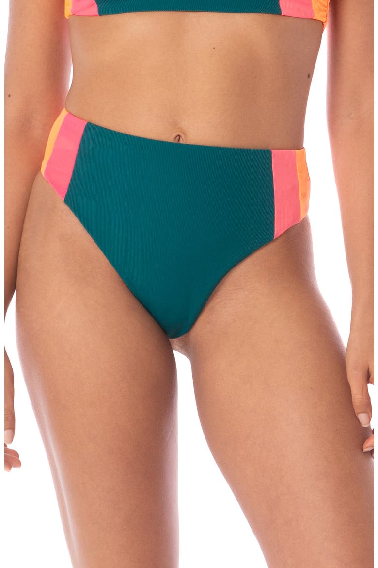 Verdant Breeze Wanderer Reversible High Waist Bikini Bottoms, Main, color, GREEN