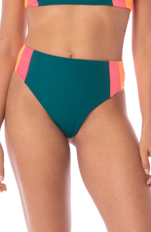 Maaji Verdant Breeze Wanderer Reversible High Waist Bikini Bottoms In Green