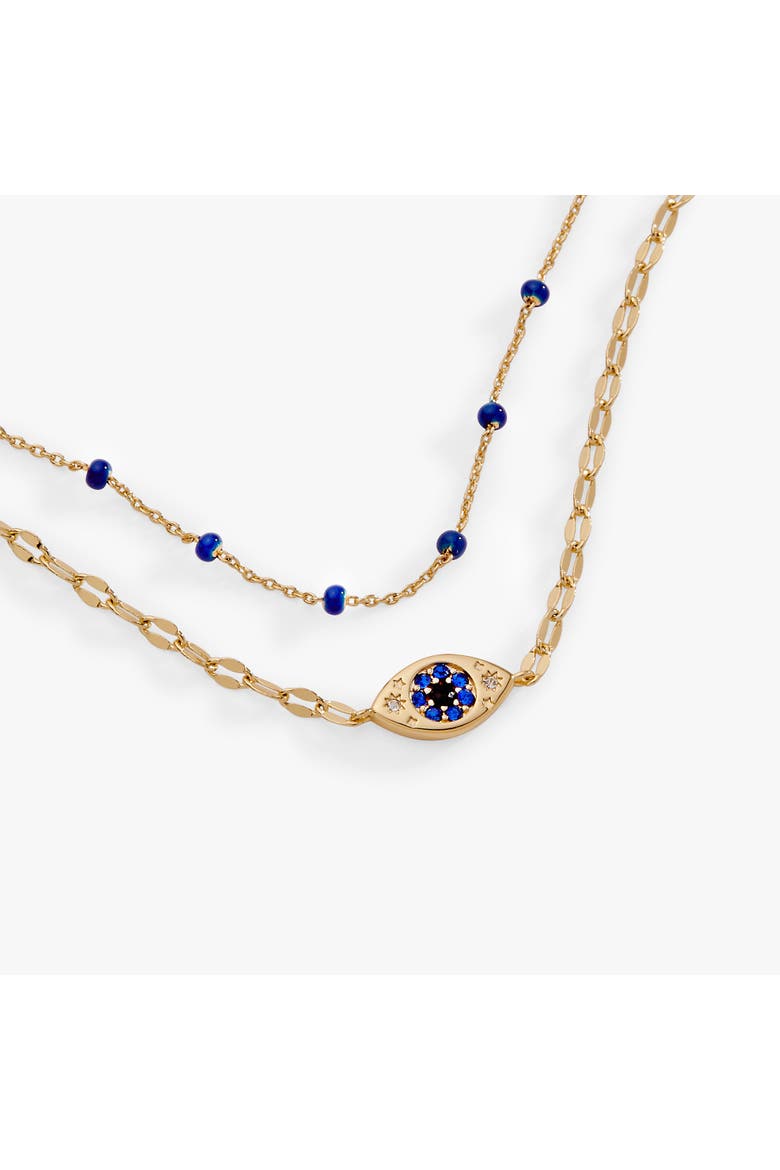 Festival 2 strand Evil eye bracelet, Alternate, color, Gold