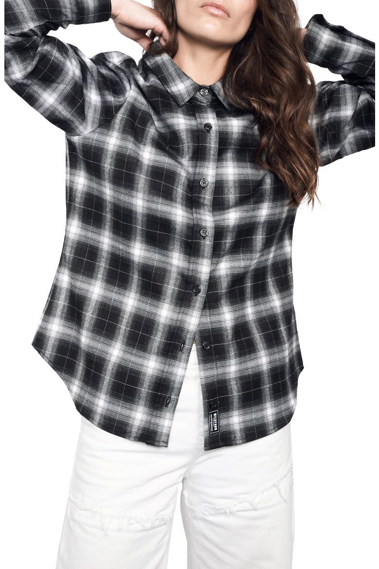 The Essential Plaid Flannel Button-Up Shirt, Main, color, BLACK/ WHITE