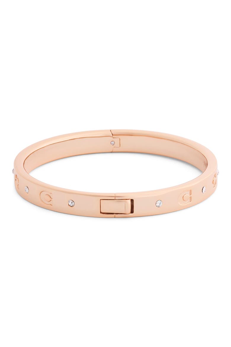 Repeated C Hinged Bangle, Alternate, color, ROSE GOLD