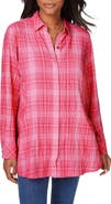 Foxcroft Cici Plaid Non-Iron Cotton Blend Tunic