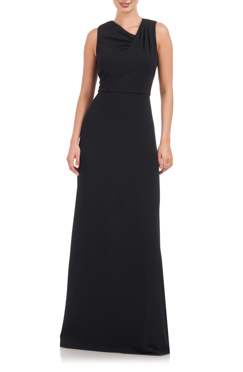 JS Collections Marcelle Asymmetric Neck Scuba Crepe A-Line Gown, Main, color, 