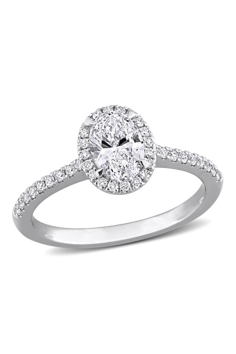 1 CTW Lab-Grown Diamond Oval Halo Ring 14k, Main, color, White Gold