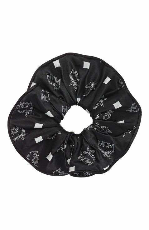 Monogram Print Silk Scrunchie
