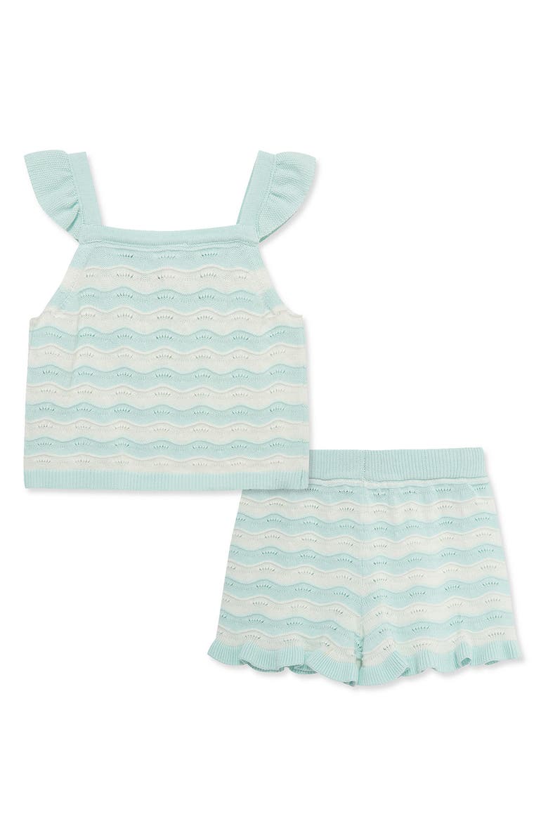 Little Me Stripe Cotton Pointelle Knit Tank & Shorts Set, Alternate, color, Aqua