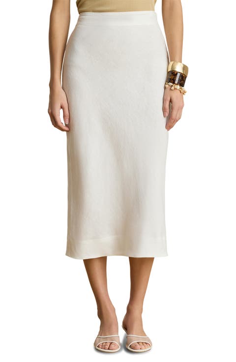 Linen Midi Pencil Skirt