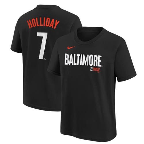 Nike Big Boys And Girls Jackson Holliday Black Baltimore Orioles City Connect Player Name Number T-shirt In Black