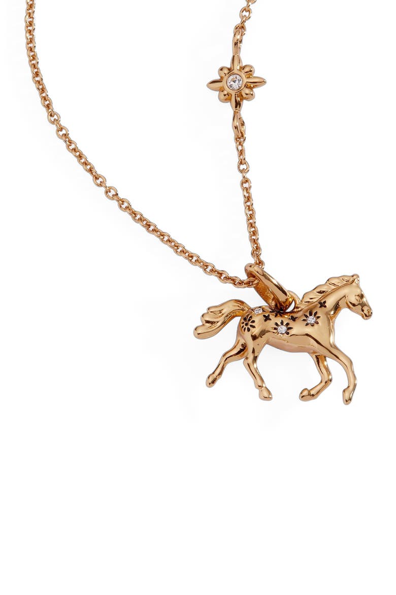 Horse Pendant Necklace, Alternate, color, Gold