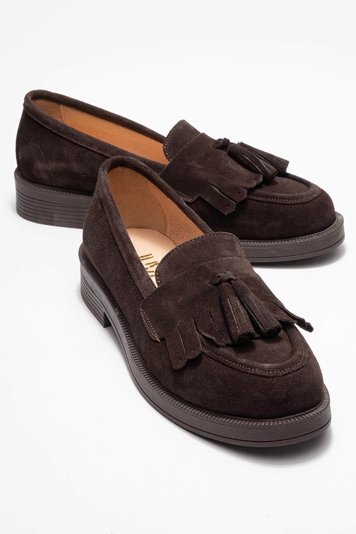 Milly Leather Tassel Loafer, Main, color, Brown Suede Leather