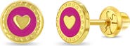 In Season Jewelry 14k Round Pink Heart Earrings