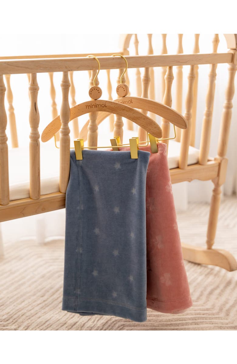 MiniMoi Velvet Star Cotton Rich Velour Footie Set, Alternate, color, Blue