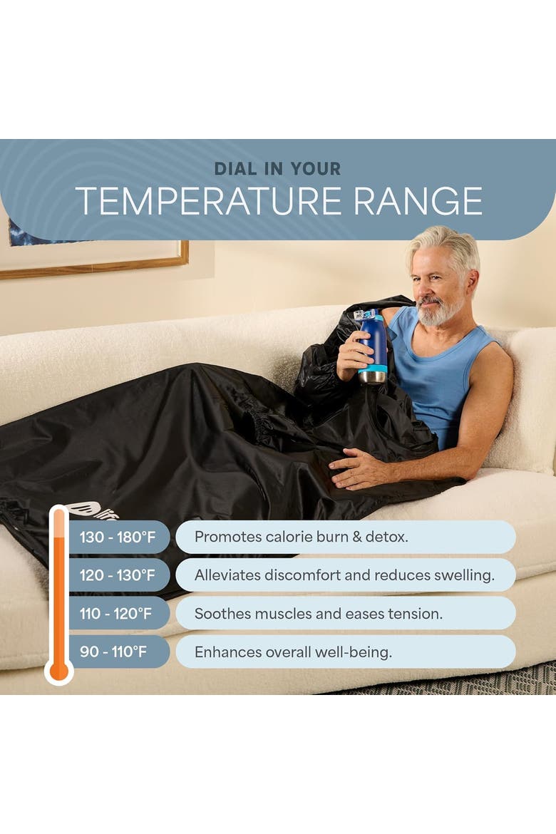 CozyWrap Dual-Zone Infrared Portable Sauna Blanket, Alternate, color, Black