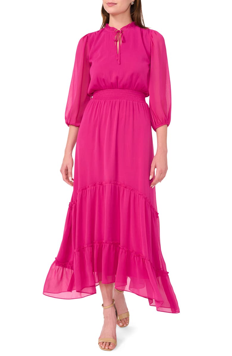 Halogen<sup>®</sup> Elbow Sleeve Maxi Dress, Main, color, Vivid Pink