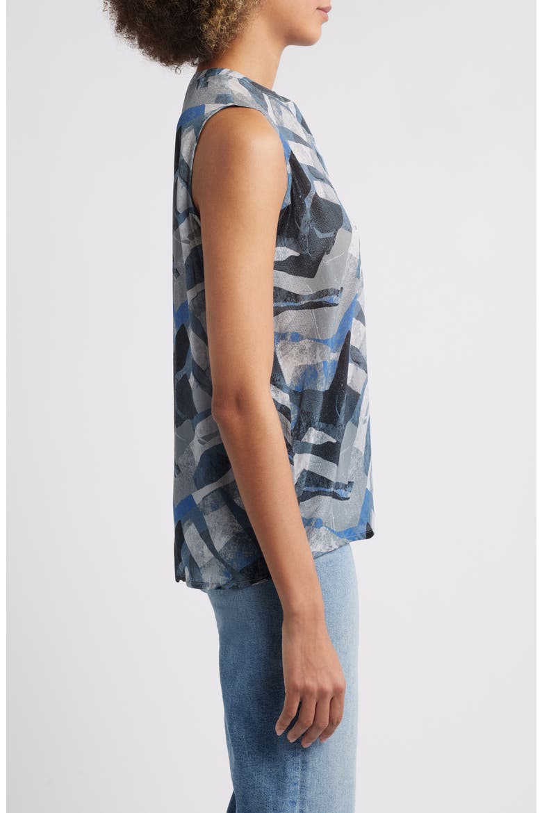 Print Chiffon Button-Up Sleeveless Top, Alternate, color, GREY MULTI
