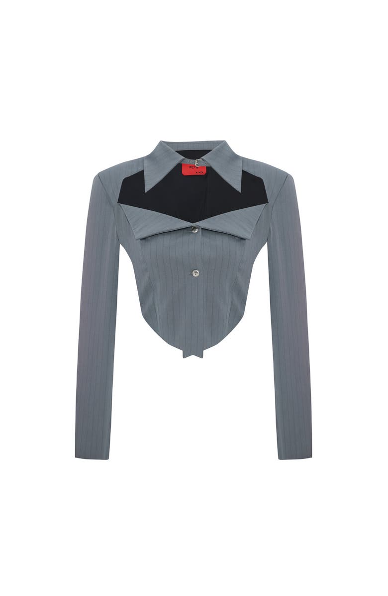 PCFG Woven Striped Shirt With Metal Button, Main, color, Grey