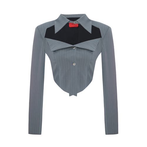 Pcfg Woven Striped Shirt With Metal Button In Gray