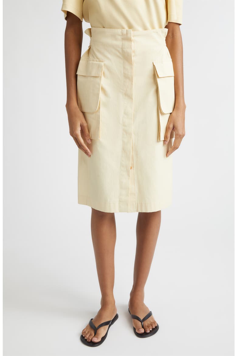 Glen Coated Cotton Cargo Skirt, Main, color, BUTTER