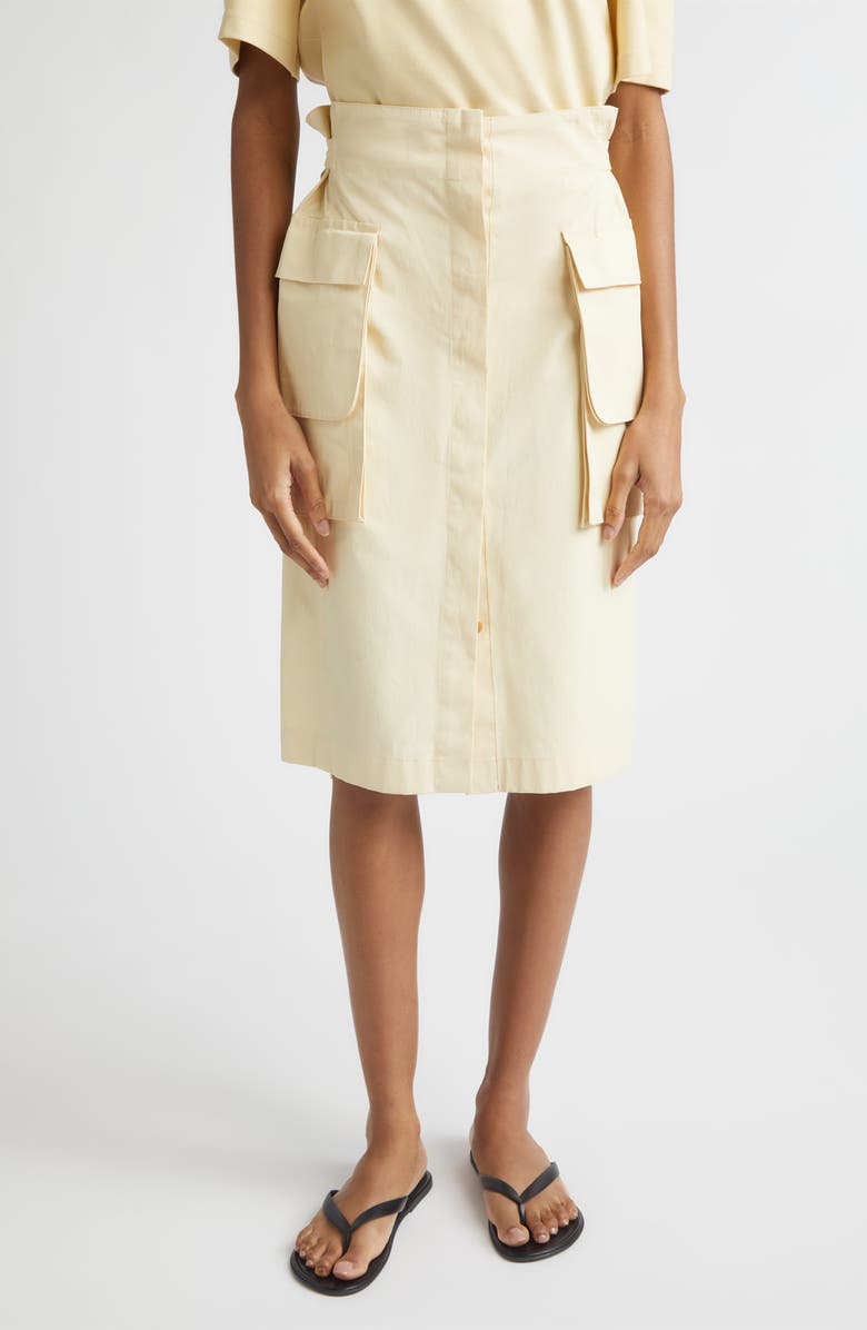 OSSOU Glen Coated Cotton Cargo Skirt, Main, color, Butter