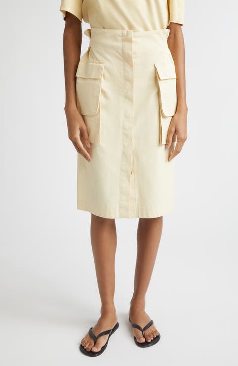Glen Coated Cotton Cargo Skirt