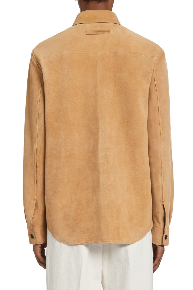 Men's Suede Button-Up Shirt, Alternate, color, CAMEL