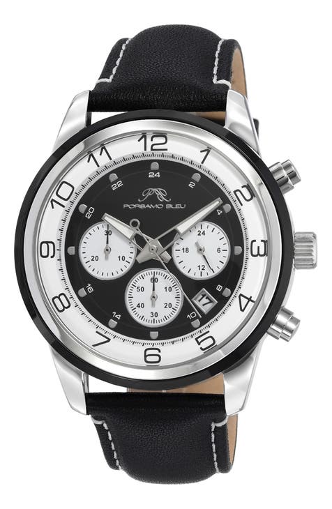 Men's Arthur Chronograph Leather Strap Watch, 44mm