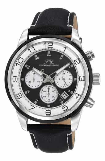 PORSAMO BLEU Men's Arthur Chronograph Leather Strap Watch, 44mm