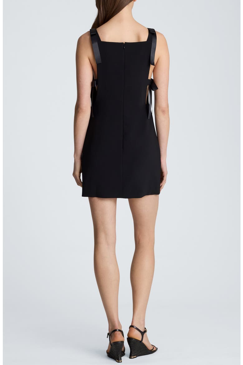 Bow Tie Crepe Minidress, Alternate, color, BLACK