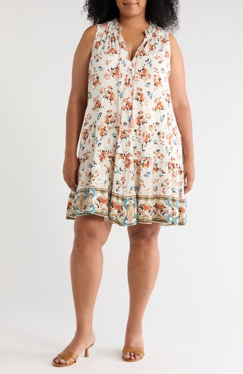 Floral Print Sleeveless Tiered Dress