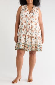 MAX STUDIO Floral Print Sleeveless Tiered Dress