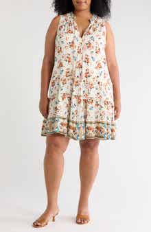 Floral Print Sleeveless Tiered Dress