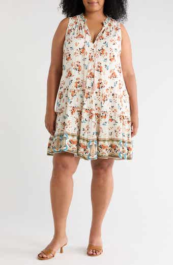 Floral Print Sleeveless Tiered Dress