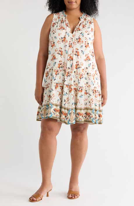 Floral Print Sleeveless Tiered Dress