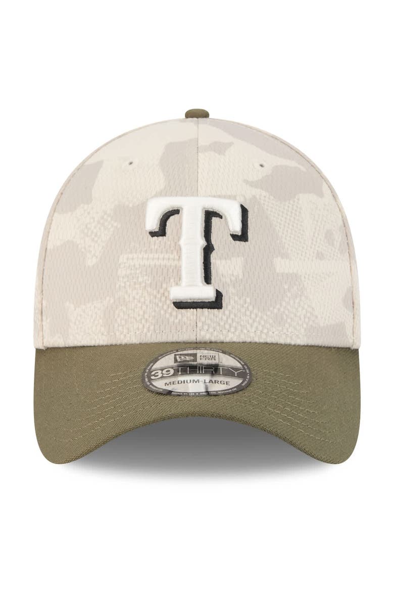 Men's New Era Light Beige/Olive Texas Rangers 2025 Armed Forces Day 39THIRTY Flex Hat, Alternate, color, Light Beige