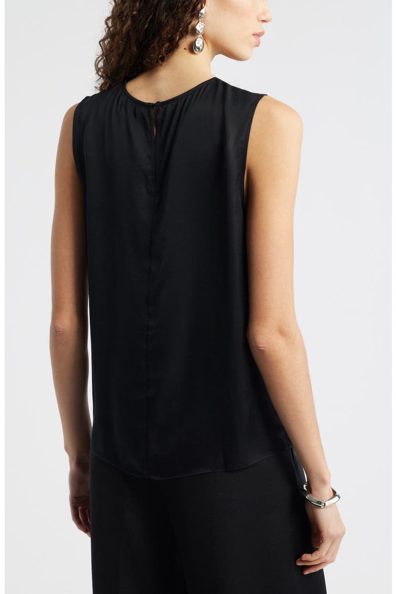 Satin Scoop Neck Tank, Alternate, color, BLACK