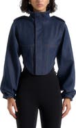 Manière De Voir Solange Denim Tacked Sleeve Corset Jacket