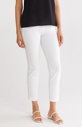 Eileen Fisher Slim Ankle Stretch Crepe Pants In White