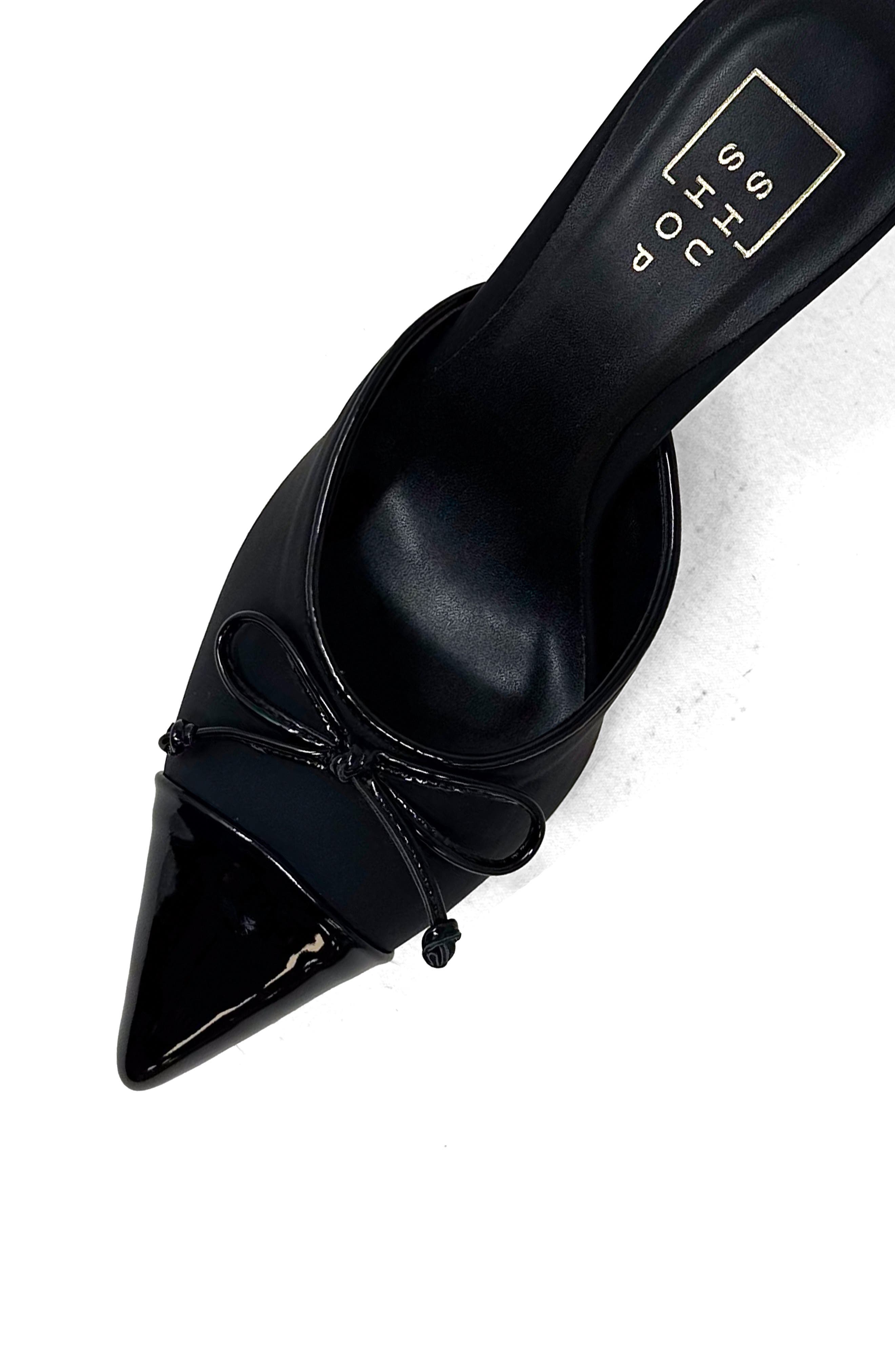 SHUSHOP Naomi Pointed Cap Toe Mule, Alternate, color, Black