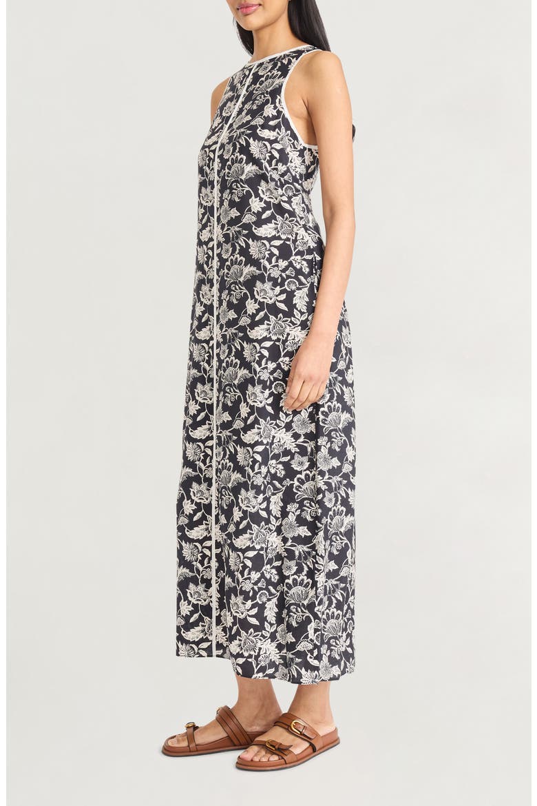 Contrast Piping Sleeveless Maxi Dress, Alternate, color, BLACK/ IVORY