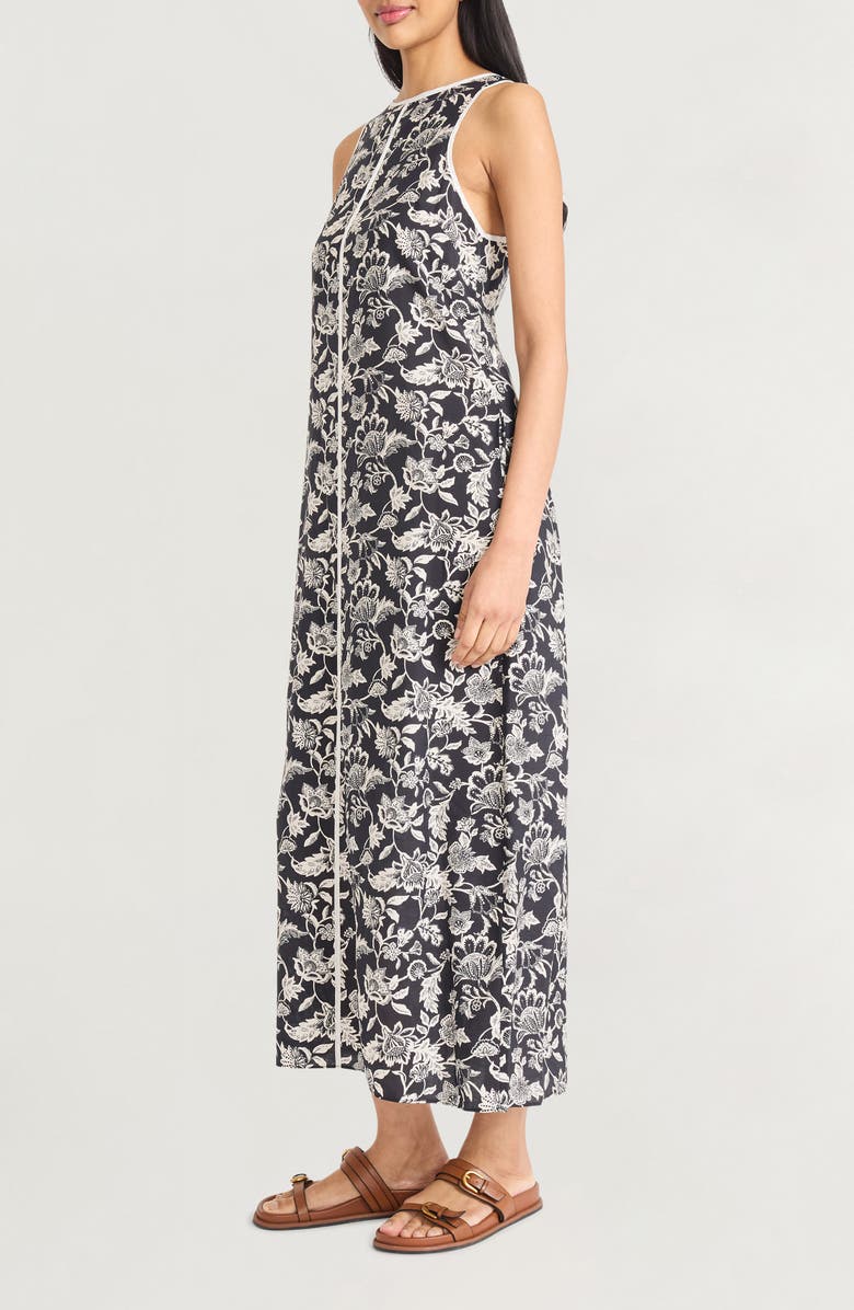 The Good Journey Contrast Piping Sleeveless Maxi Dress, Alternate, color, Black/ Ivory