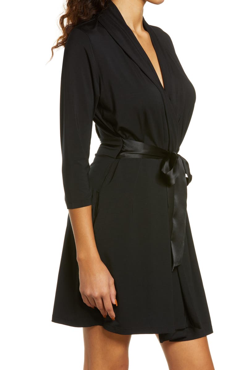 Fleur't Iconic Short Robe, Alternate, color, Black