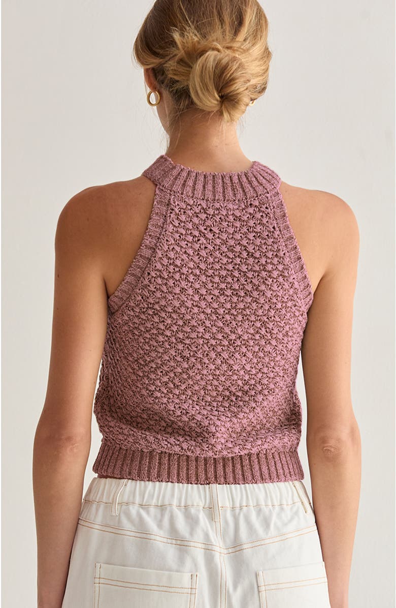 CRESCENT Basket Weave Halter Knit Top, Alternate, color, Mauve
