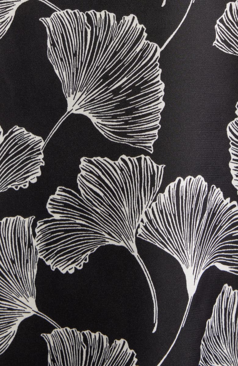 Anne Klein Floral Print Woven Shirt, Alternate, color, Black/ White/ Ivory