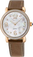 GV2 Ravenna Diamond Dial Swiss Quartz Leather Strap Watch, 37mm