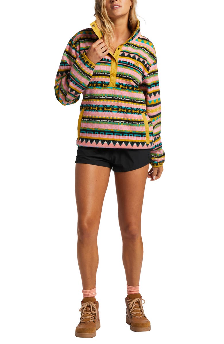 Billabong Switchback Lite Stripe Fleece Pullover, Alternate, color, Pink Multi