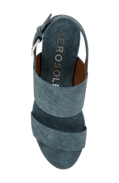 Shop Aerosoles Camilia Platform Sandal In Blue Jean Denim Textured