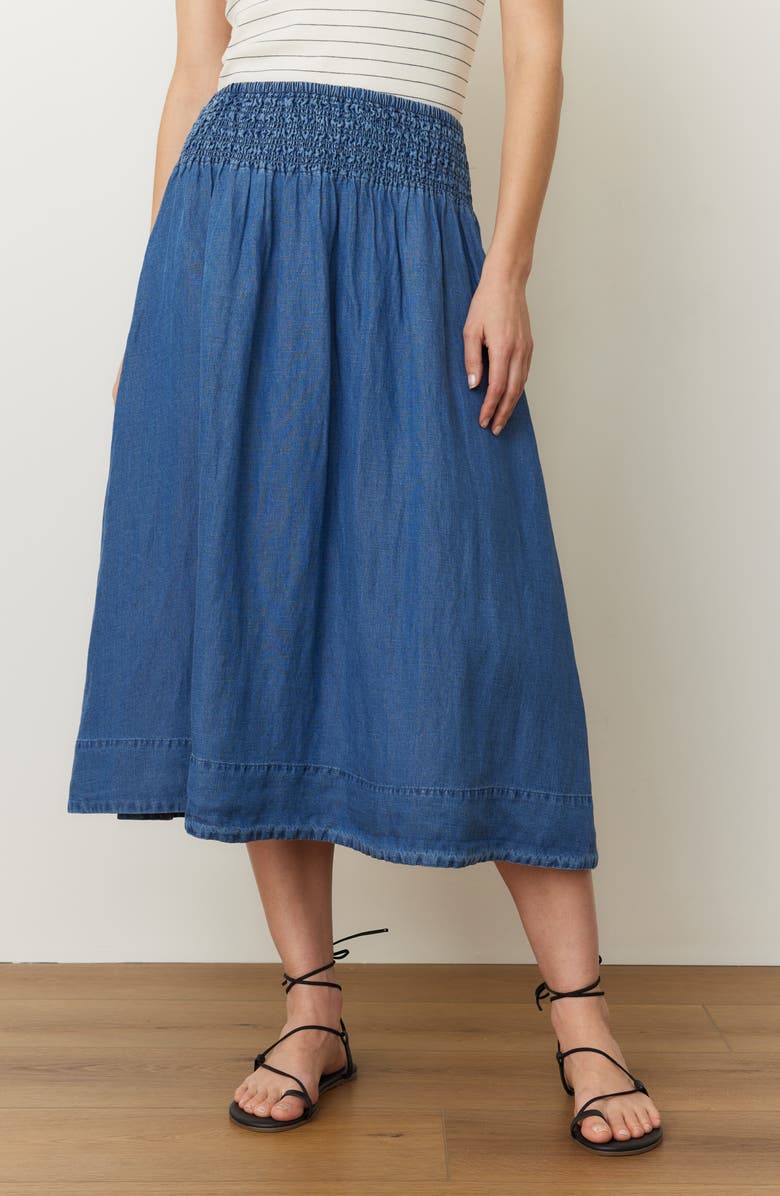 Marine Layer Bea Charm Midi Skirt, Alternate, color, Medium Wash