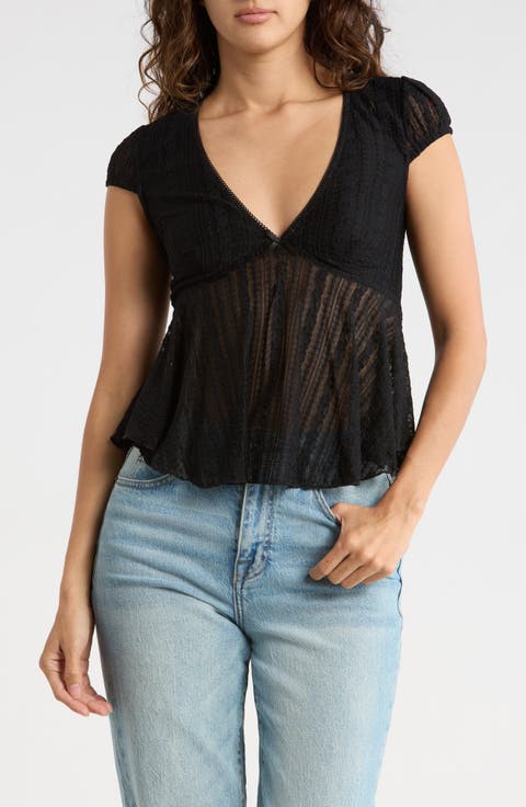 Cap Sleeve Lace Babydoll Top